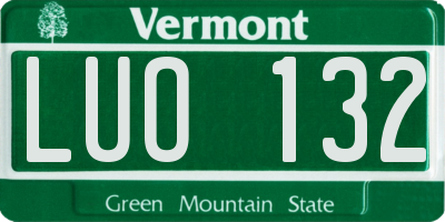 VT license plate LUO132