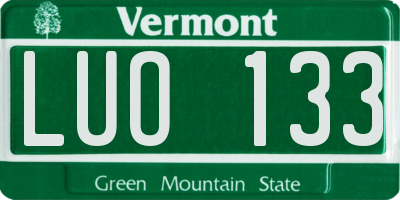 VT license plate LUO133