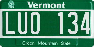 VT license plate LUO134