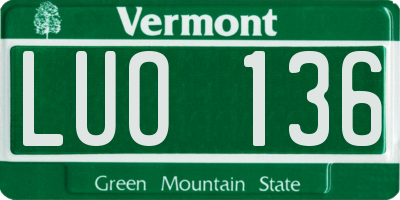 VT license plate LUO136