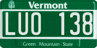 VT license plate LUO138