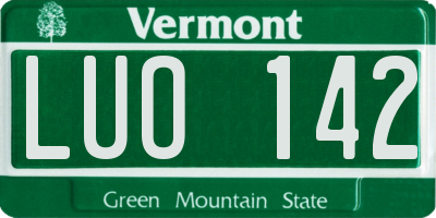 VT license plate LUO142