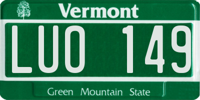 VT license plate LUO149