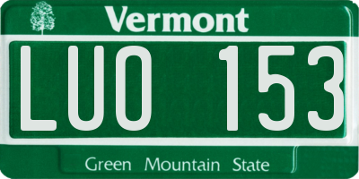 VT license plate LUO153