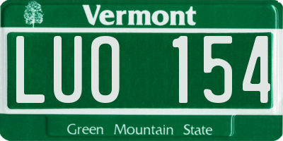 VT license plate LUO154