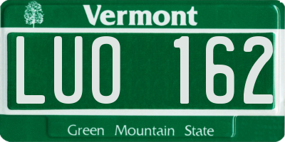 VT license plate LUO162