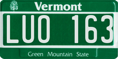 VT license plate LUO163