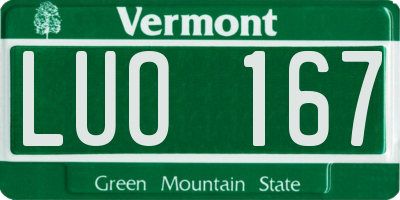 VT license plate LUO167