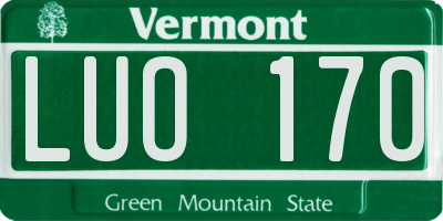 VT license plate LUO170