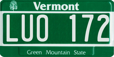 VT license plate LUO172