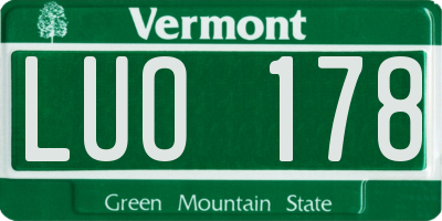 VT license plate LUO178