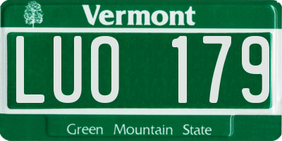 VT license plate LUO179