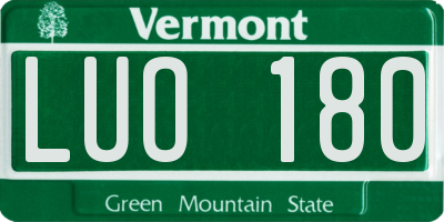 VT license plate LUO180