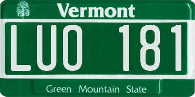 VT license plate LUO181