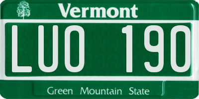 VT license plate LUO190