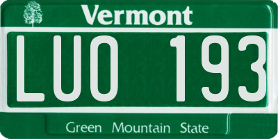 VT license plate LUO193