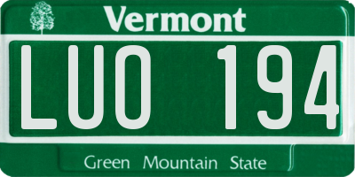 VT license plate LUO194