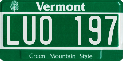 VT license plate LUO197
