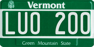 VT license plate LUO200