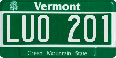 VT license plate LUO201