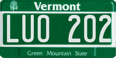 VT license plate LUO202