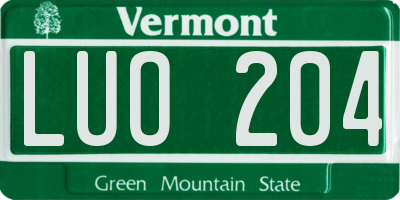 VT license plate LUO204