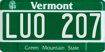 VT license plate LUO207