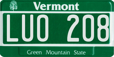 VT license plate LUO208
