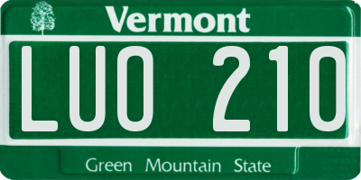 VT license plate LUO210