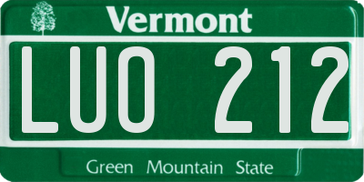 VT license plate LUO212
