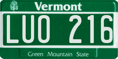 VT license plate LUO216