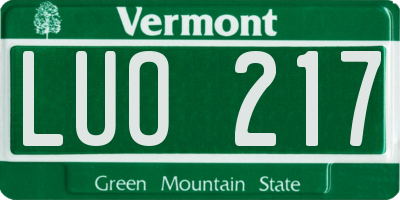 VT license plate LUO217