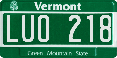 VT license plate LUO218