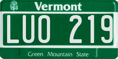 VT license plate LUO219