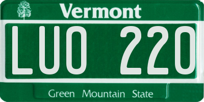 VT license plate LUO220