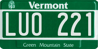 VT license plate LUO221