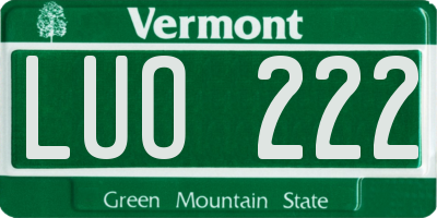 VT license plate LUO222