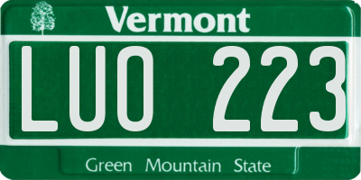 VT license plate LUO223