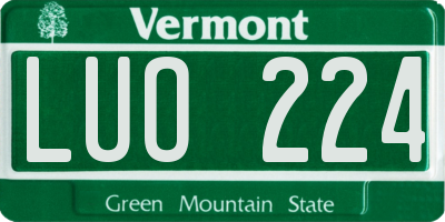 VT license plate LUO224