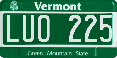 VT license plate LUO225