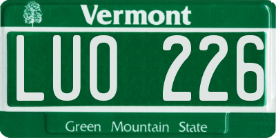 VT license plate LUO226