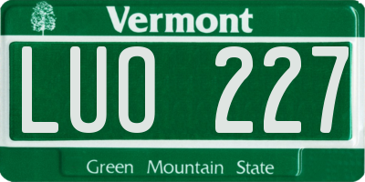 VT license plate LUO227