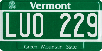 VT license plate LUO229