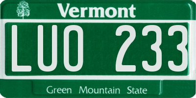 VT license plate LUO233