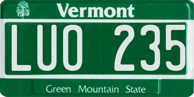 VT license plate LUO235