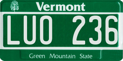VT license plate LUO236
