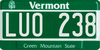 VT license plate LUO238