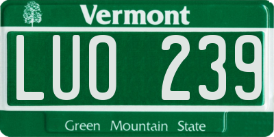 VT license plate LUO239