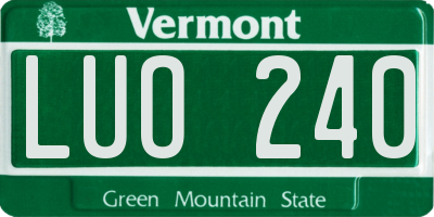 VT license plate LUO240