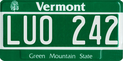VT license plate LUO242
